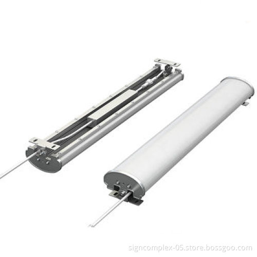 LED tri-proof light use aluminum alloy and PC as the material, can be used in different environment